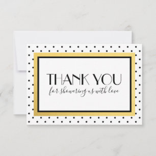 Carte de note Remerciements Douche, Black White Go