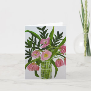 Carte de note rose de tulipes