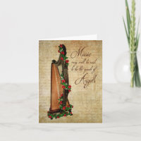 Carte de note rose d'harpe d'Irlandais