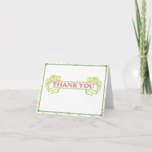 Carte de note rose et verte de Merci de bannière