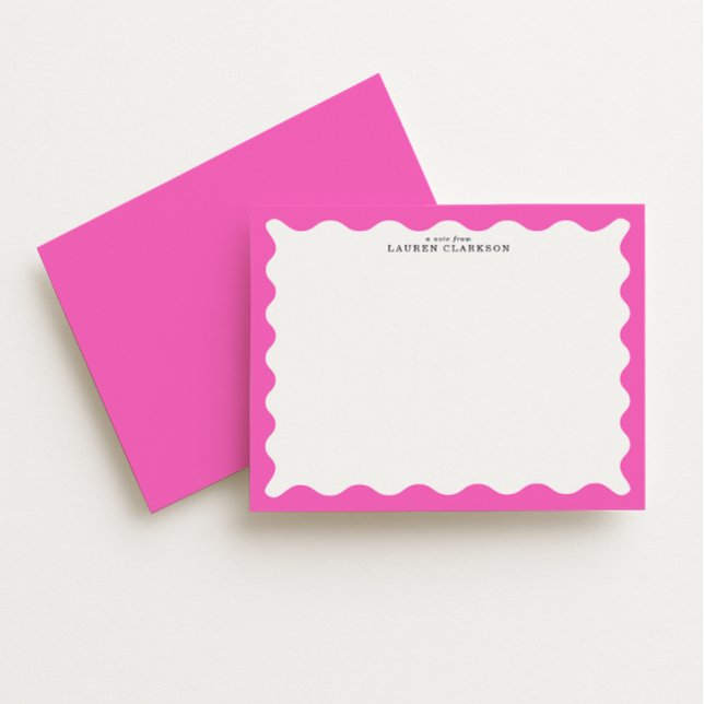 Carte de note rose vif à cadre ondulé (Créateur téléchargé)