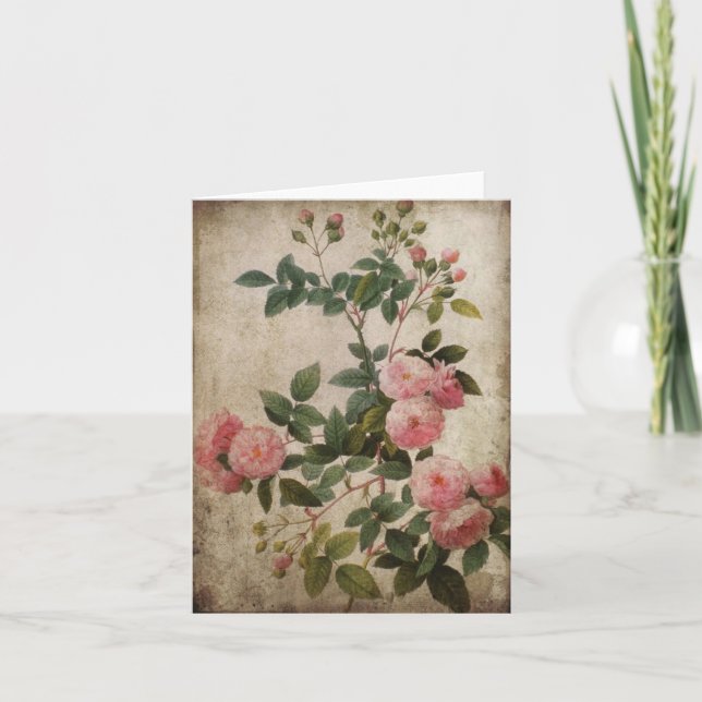 Carte de note rose vintage de roses (Devant)