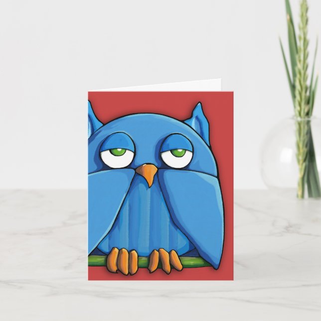 Carte de note rouge Aqua Owl (Devant)