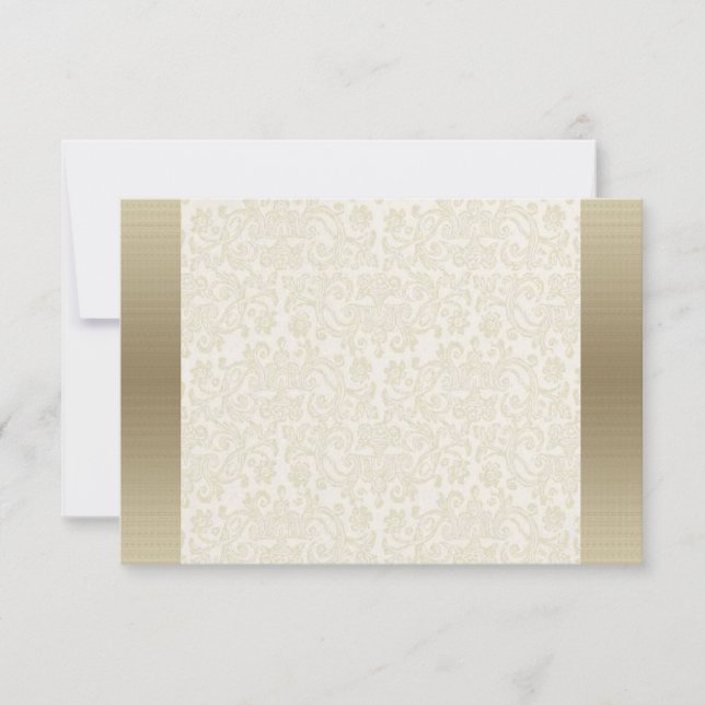 Carte de note RSVP en ivoire en dentelle Damask (Devant)