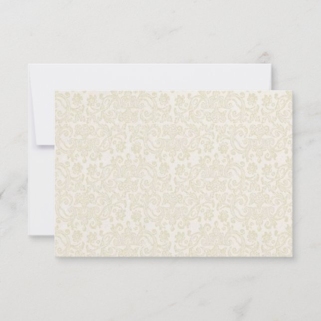 Carte de note RSVP en ivoire en dentelle Damask (Devant)