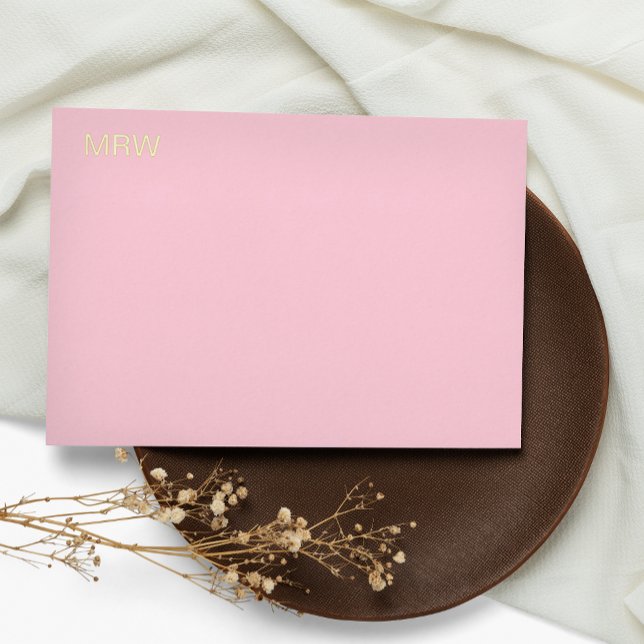 Carte de note simple en rose pâle avec monogramme  (Créateur téléchargé)