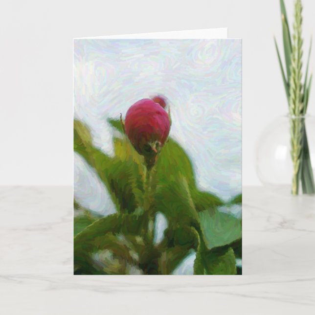 Carte de note style Gouache Artsom Fleur Rose (Devant)