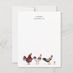 Carte de note sur les animaux de ferme de poulet
