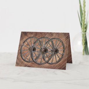 Carte de note sur les roues en bois vintage