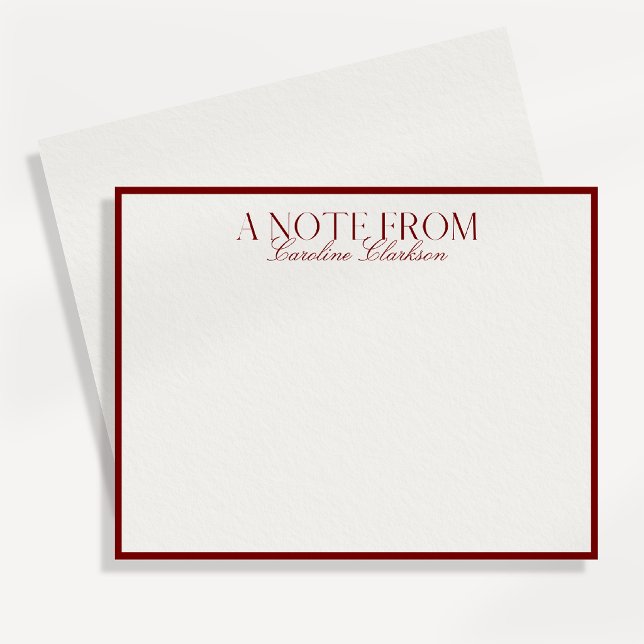 Carte de note texte gras moderne à bordure rouge A (Créateur téléchargé)
