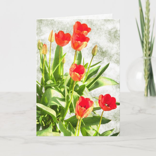 Carte de note Tulipes rouges en floraison (Devant)