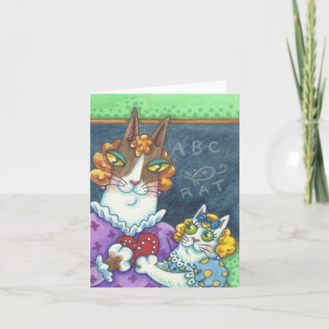 CARTE DE NOTE VALENTINE DE SON ENSEIGNANT DE Chat  (Devant)