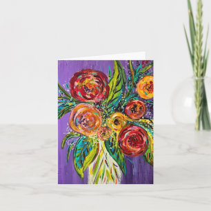 Carte de note Vase of Peonies