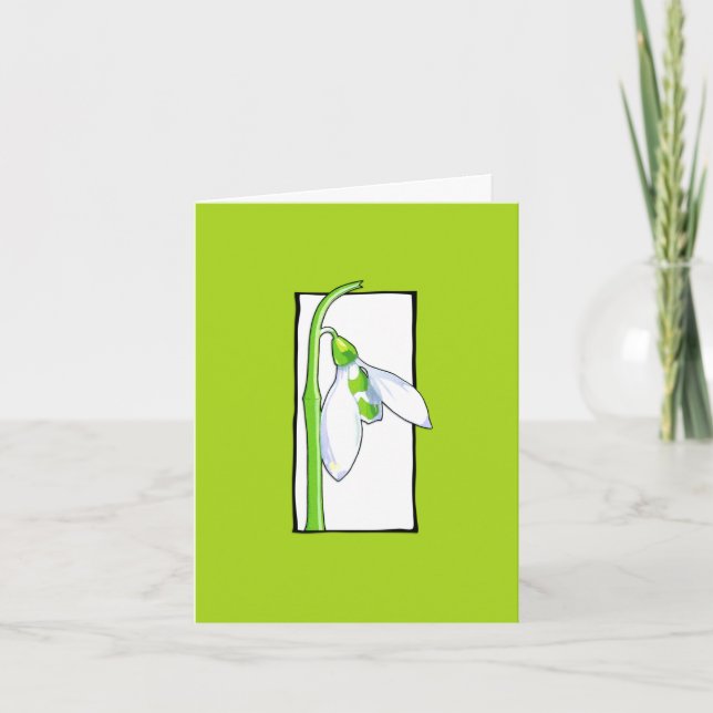 Carte de note verte blanche Snowdrop (Devant)