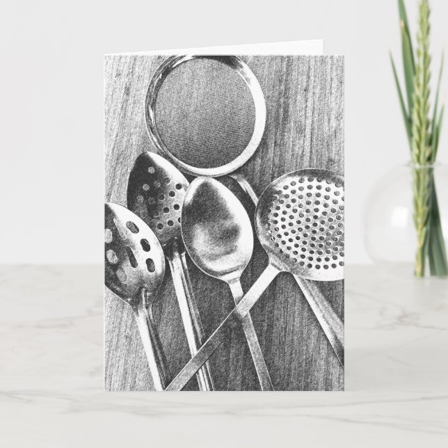 Carte de note vierge des cuillères de cuisine (Devant)