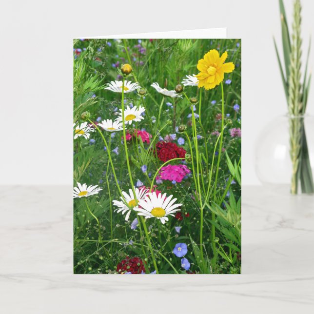 Carte de note vierge : Fleurs sauvages de printemp (Devant)