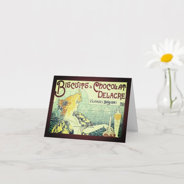 Carte de note Vintage Ad Biscuits Chocolat Delacre (Petite plante)