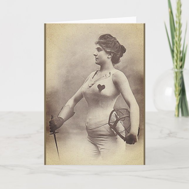 Carte de note vintage d'escrimeur de femme (Devant)