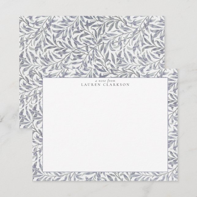 CARTE DE NOTE W. MORRIS SAULE BLEU GRIS (Devant / Derrière)
