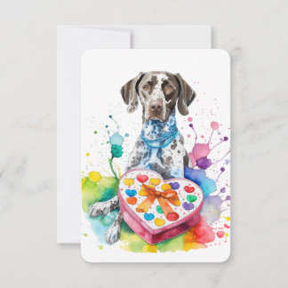 Carte de note Watercolor German Shorthair Heart Bo