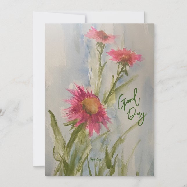 Carte de notes avec des pâquerettes roses (Devant)