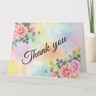 Carte de notes couleur d'aquarelle vert rose Fleur