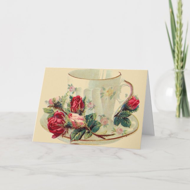 Carte de notes d'amour de tasse de thé rose (Devant)