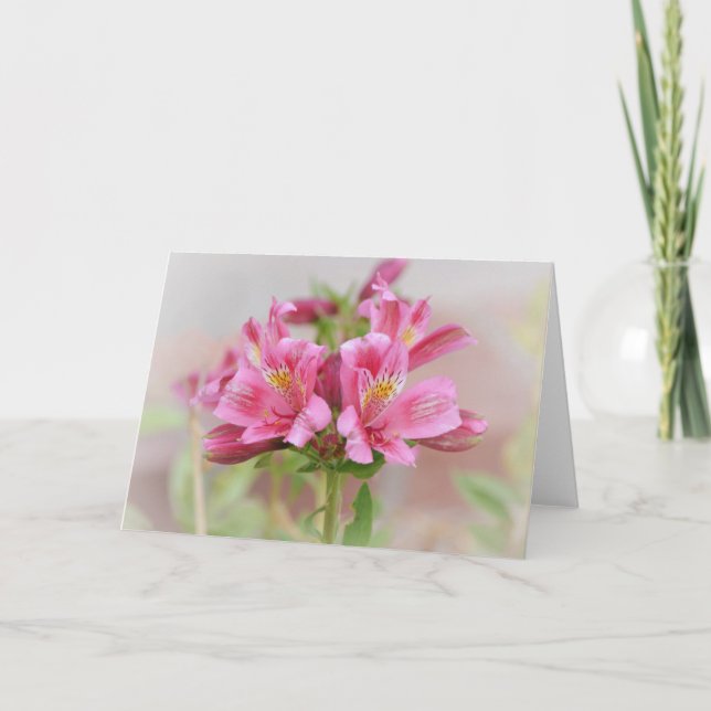 Carte de notes d'art rose Fleurs tropicales (Devant)