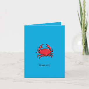 Carte de notes de crabe rouge bleu Merci
