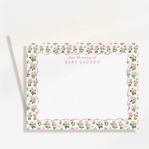 Carte de notes de la nurserie Cottagecore aux rose