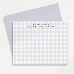 Carte de notes de nursery à carreaux bleus prépa