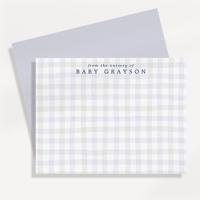 Carte de notes de nursery à carreaux bleus prépa (Créateur téléchargé)