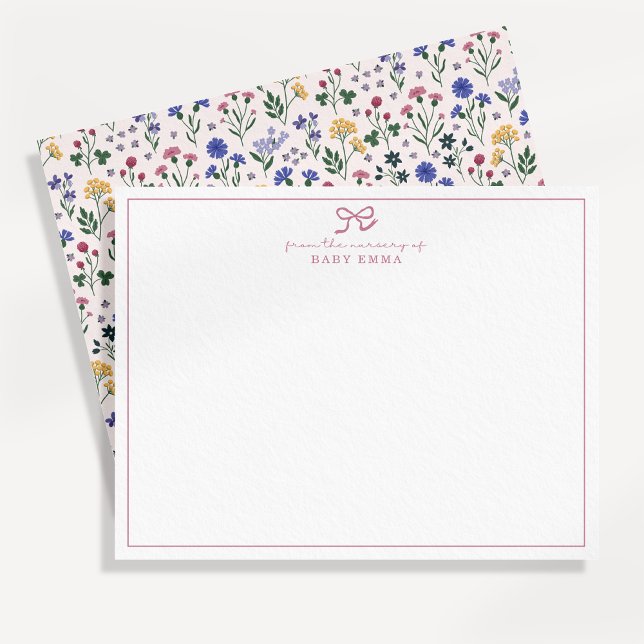 Carte de notes de nursery à ruban de fleurs sauvag (Créateur téléchargé)