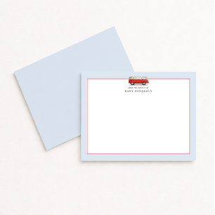 Carte de notes de nursery à voiture rouge vintage