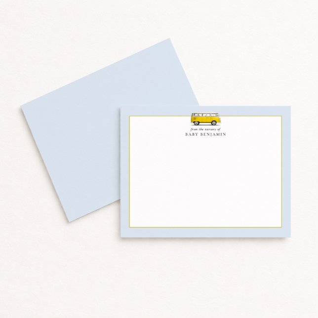 Carte de notes de nursery d'autobus jaune vintage (Créateur téléchargé)