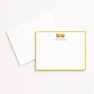 Carte de notes de nursery d'autobus jaune vintage