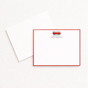 Carte de notes de nursery d'autobus rouge vintage