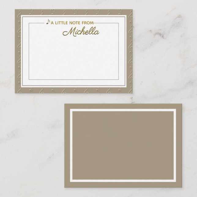 Carte de notes musicales avec Clef en Arbre Emboss (Devant / Derrière)