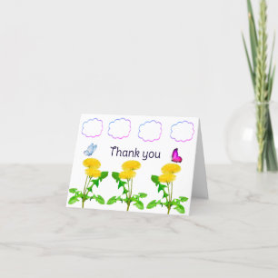 Carte de notes pour les papillons Merci