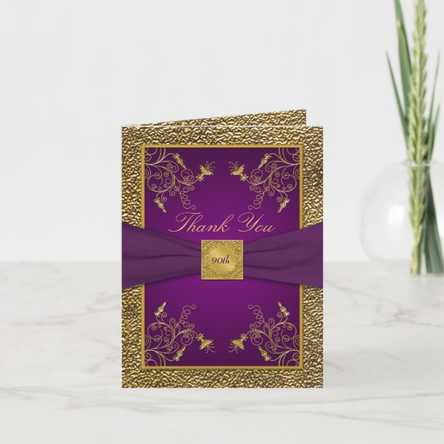 Carte de notes Royal Purple et Gold Thank You (Devant)