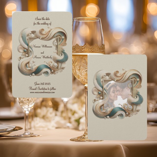 Carte de notification de mariage élégante Pearl Co (Créateur téléchargé)