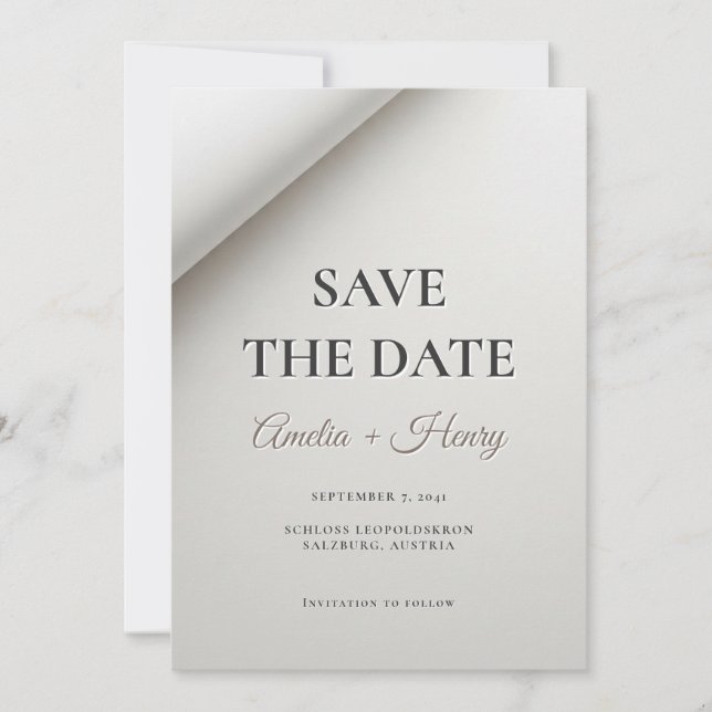 Carte de notification de mariage moderne à ombre p (Devant)