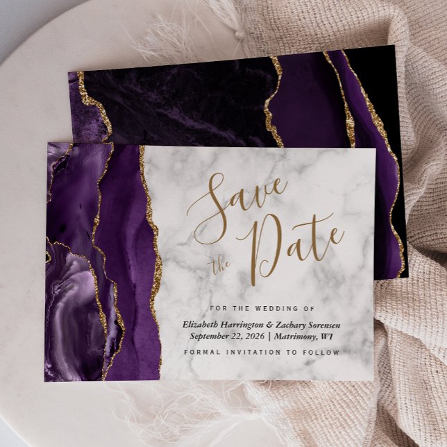 Carte de notification de mariage moderne avec marb (Créateur téléchargé)