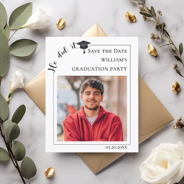 Carte de notification de remise de diplôme avec ph (Créateur téléchargé)