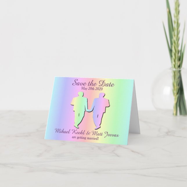 Carte de notification mariage gay arc-en-ciel past (Devant)