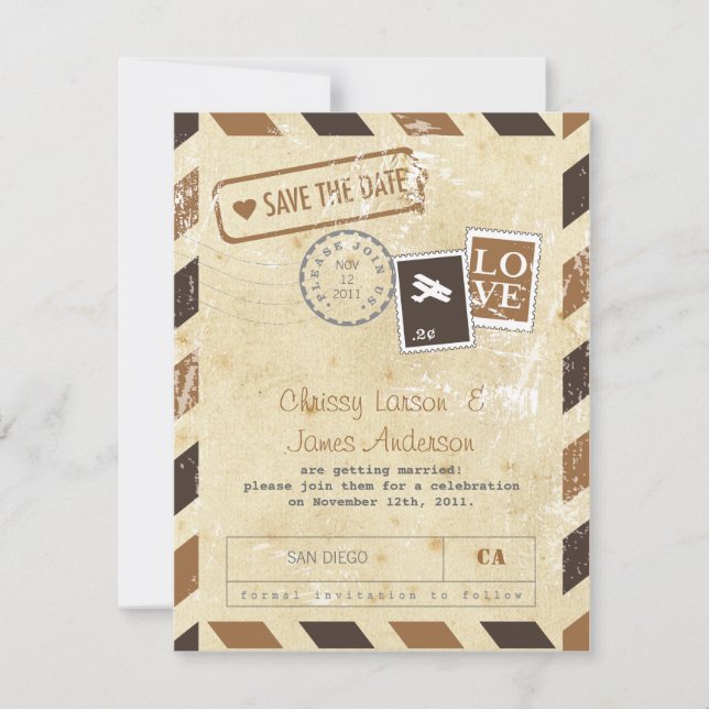 Carte de notification vintage par avion (Devant)