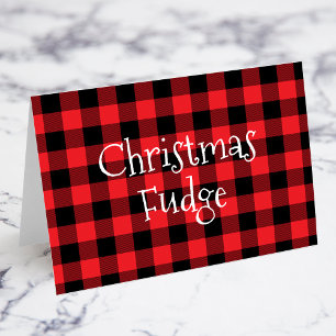 Carte de nourriture de Noël à carreaux rouge et no