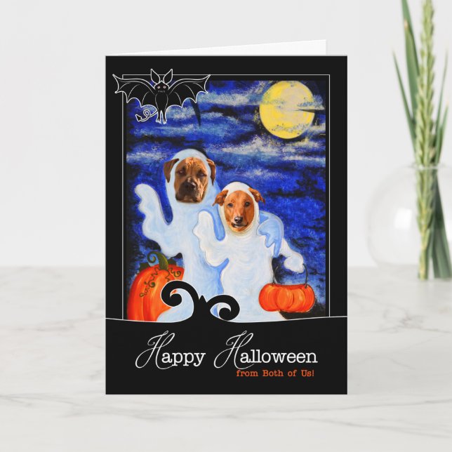 Carte de Nous deux | Chiens Fantômes Halloween (Devant)