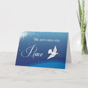 Carte De Nous Deux Paix Élégante sur Noël Bleu