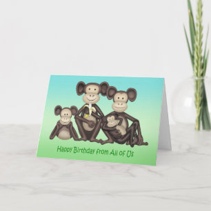 Carte De nous tous Caricature d'anniversaire d'une famil